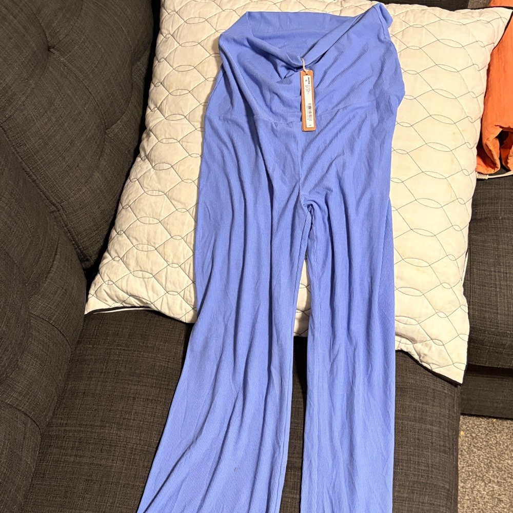 SKIMS Lavender Ribbed Lounge Wide-Leg Pajama Pants